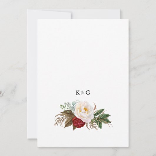 Romantic Red Floral Monogram Weddenschap bewaart d Kaart (Achterkant)