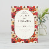 Romantic Red Floral Poppies Border Kaart (Staand voorkant)