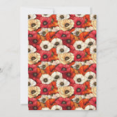 Romantic Red Floral Poppies Border Kaart (Achterkant)