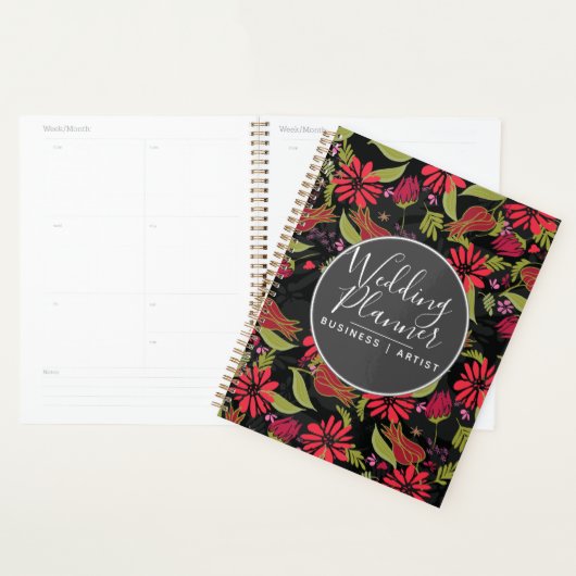 Romantic Red Floral Tulips Roos Garden Weddenschap Planner (Display)