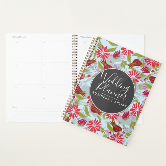 Romantic Red Floral Tulips Roos Garden Weddenschap Planner (Display)