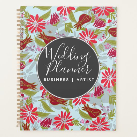 Romantic Red Floral Tulips Roos Garden Weddenschap Planner (Voorkant)