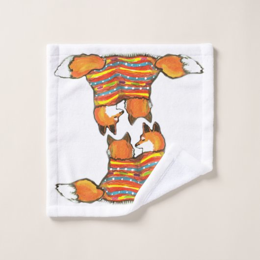 Romantic Red Fox Couple Oranje op wit Bad Handdoek (Wasdoekje)