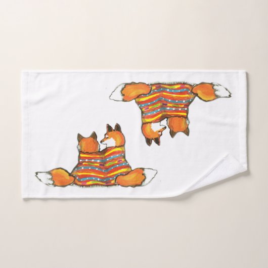 Romantic Red Fox Couple Oranje op wit Bad Handdoek (Handdoek)