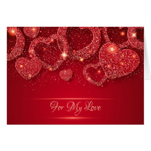 Romantic Red Ggloing Hearts Valentijn (Voorkant Horizontaal)