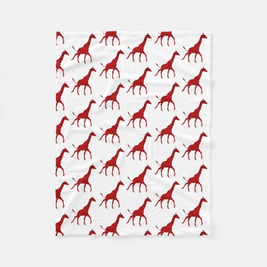 Romantic Red Giraffe Tiled Patroon Fleece Deken (Voorkant)