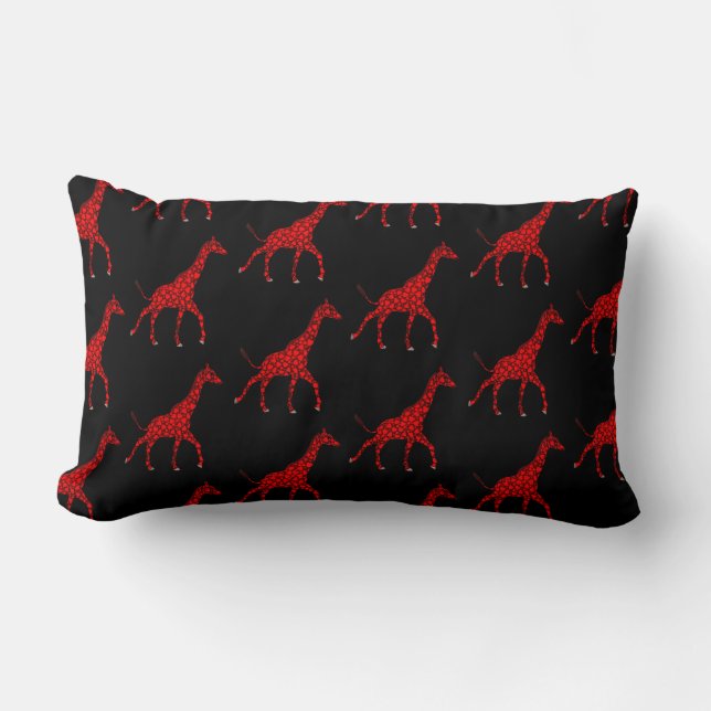 Romantic Red Giraffe Tiled Patroon Kussen (Voorkant)