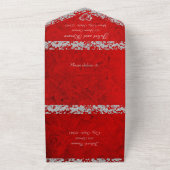 Romantic Red, Glitter Border & Heart All In One Uitnodiging (Buitenkant)