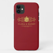 Romantic red gold elegant monogramme wedding  Case-Mate iPhone case (Achterkant)