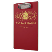 Romantic red gold elegant monogramme wedding klembord (Links)