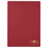 Romantic red gold elegant monogramme wedding klembord (Achterkant)