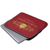 Romantic red gold elegant monogramme wedding laptop sleeve (Voorkant onderkant)