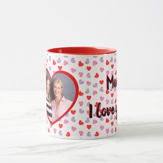 Romantic Red Heart, aangepaste foto-Moederdag Coff Mok (Midden)