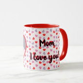 Romantic Red Heart, aangepaste foto-Moederdag Coff Mok (Voorkant rechts)