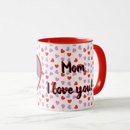 Romantic Red Heart, aangepaste foto-Moederdag Coff Mok (Voorkant rechts)