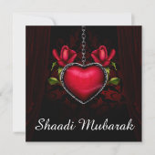 Romantic Red Heart en Rozen Shaadi Mubarak Kaart (Voorkant)