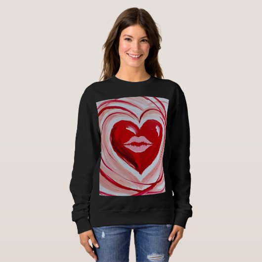 Romantic Red Heart & Lips Artistic T-Shirt (Voorkant volledig)