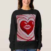 Romantic Red Heart & Lips Artistic T-Shirt (Voorkant)