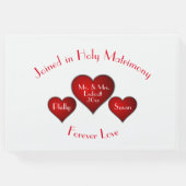 Romantic Red Heart met naam en huwelijksdatum Gastenboek (Achterkant)