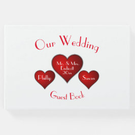 Romantic Red Heart met naam en huwelijksdatum Gastenboek