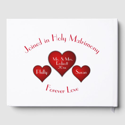 Romantic Red Heart met naam en huwelijksdatum Gastenboek (Achterkant)