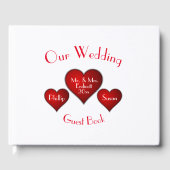Romantic Red Heart met naam en huwelijksdatum Gastenboek (Voorkant)