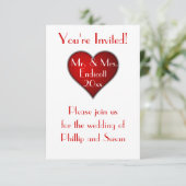 Romantic Red Heart met naam en huwelijksdatum Kaart (Staand voorkant)