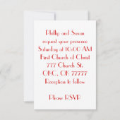 Romantic Red Heart met naam en huwelijksdatum Kaart (Achterkant)