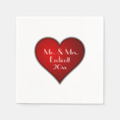 Romantic Red Heart met naam en huwelijksdatum Servetten (Voorkant)