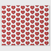 Romantic Red Heart met Name Valentijn Day Cadeaupapier (Vlak)