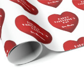 Romantic Red Heart met Name Valentijn Day Cadeaupapier (Rol Hoek)