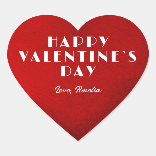 Romantic Red Heart met Name Valentijn Day Hart Sticker (Voorkant)
