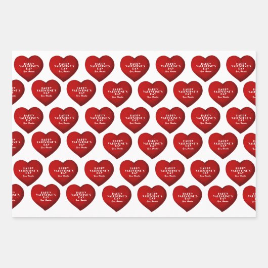 Romantic Red Heart met Name Valentijn Day Inpakpapier Vel (Voorkant 3)