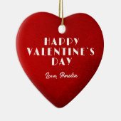 Romantic Red Heart met Name Valentijn Day Keramisch Ornament (Rechts)