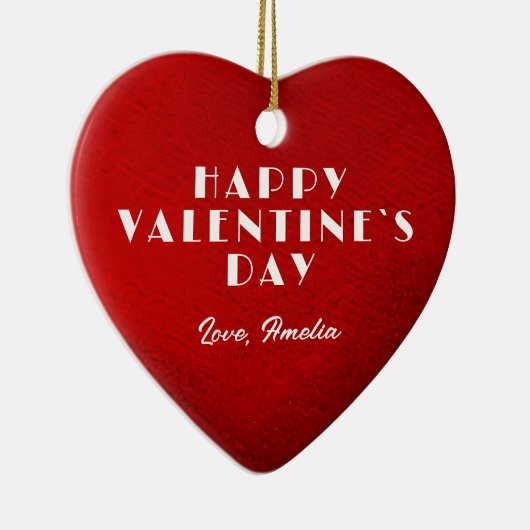 Romantic Red Heart met Name Valentijn Day Keramisch Ornament (Rechts)