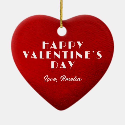 Romantic Red Heart met Name Valentijn Day Keramisch Ornament (Achterkant)