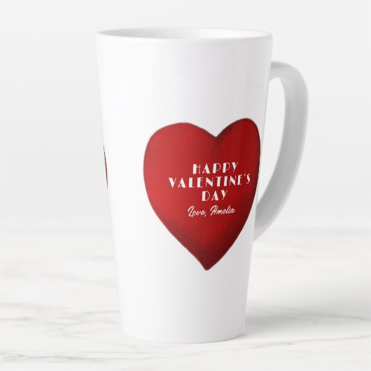 Romantic Red Heart met Name Valentijn Day Latte Mok (Rechterhoek)