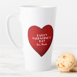 Romantic Red Heart met Name Valentijn Day Latte Mok