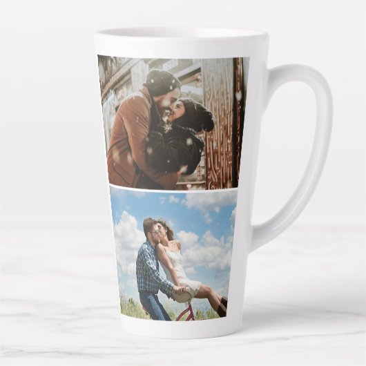 Romantic Red Heart met Name Valentijn Day Photo Latte Mok (Rechts)