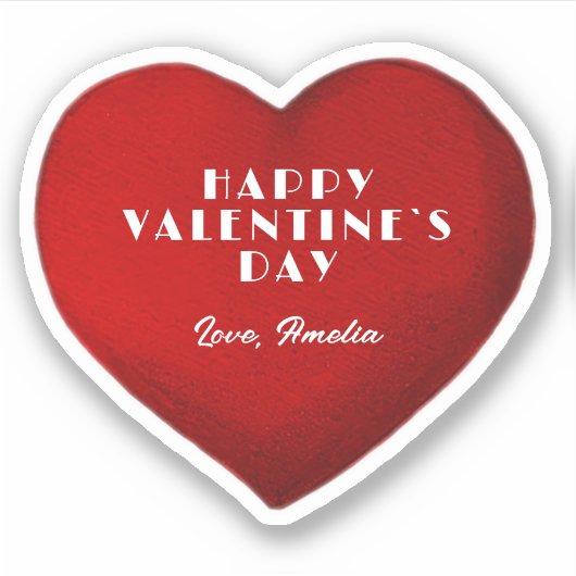 Romantic Red Heart met Name Valentijn Day Sticker (Voorkant)