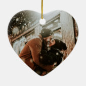 Romantic Red Heart Name Photo Valentijn Day Keramisch Ornament (Achterkant)