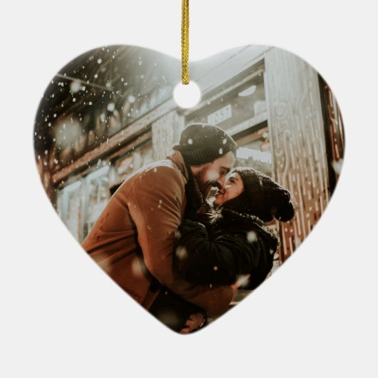 Romantic Red Heart Name Photo Valentijn Day Keramisch Ornament (Achterkant)