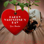 Romantic Red Heart Name Photo Valentijn Day Keramisch Ornament