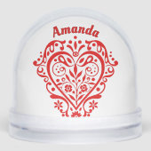 Romantic Red Heart Personalized Sneeuwbol (Voorkant)