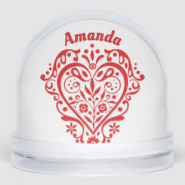 Romantic Red Heart Personalized Sneeuwbol