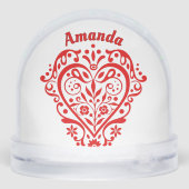 Romantic Red Heart Personalized Sneeuwbol (Achterkant)