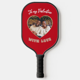 Romantic Red Heart Photo Personalized Valentine's Pickleball Paddle