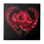 Romantic Red Heart Roos - Liefde Tegeltje (Voorkant)