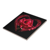 Romantic Red Heart Roos - Liefde Tegeltje (Zijkant)