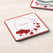 Romantic Red Hearts Elegant Romance op maat Bier Onderzetter (Linkerzijde)
